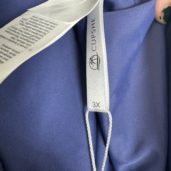 Cupshe Deep Ocean Wrap Front Cutout Tummy Control One Piece Size 3X - Picture 6 of 7